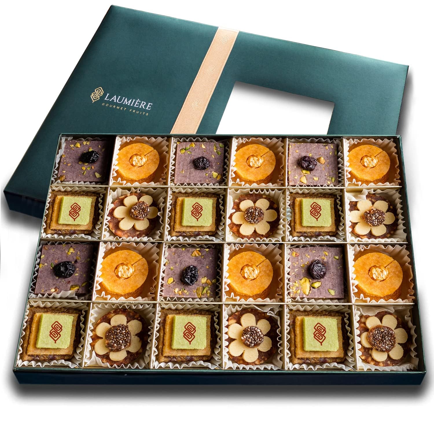 LAUMIÈRE GOURMET FRUITS Superfood Parfait Collection - 24 Pcs Rectangle Gift Basket - Healthy Dried Fruit - No Added Sugar