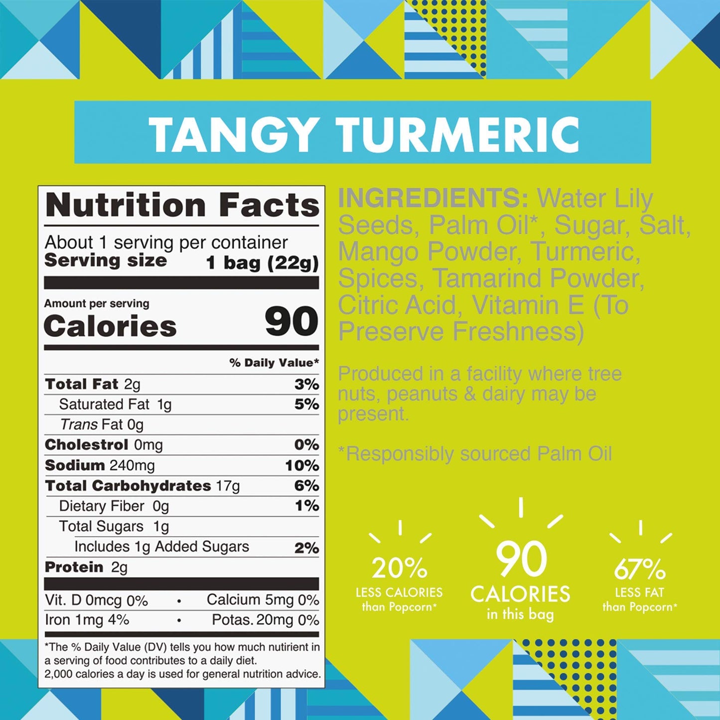 Taali Tangy Turmeric Water Lily Pops (10-Pack) - Roasted Fox Nuts Makhana Snack | Crunchy Indian Healthy Snacks | Protein-rich,