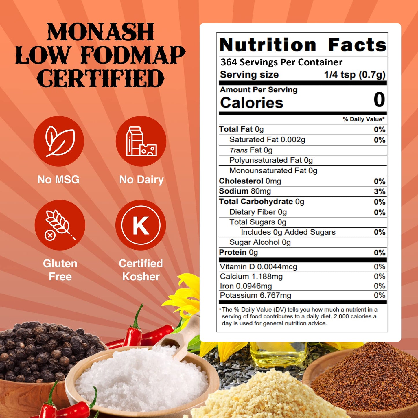 Smoke n Sanity SnS Triple S Certified Low FODMAP All Purpose Seasoning - Low FODMAP Foods - Contains No Garlic, No Onion - Glute