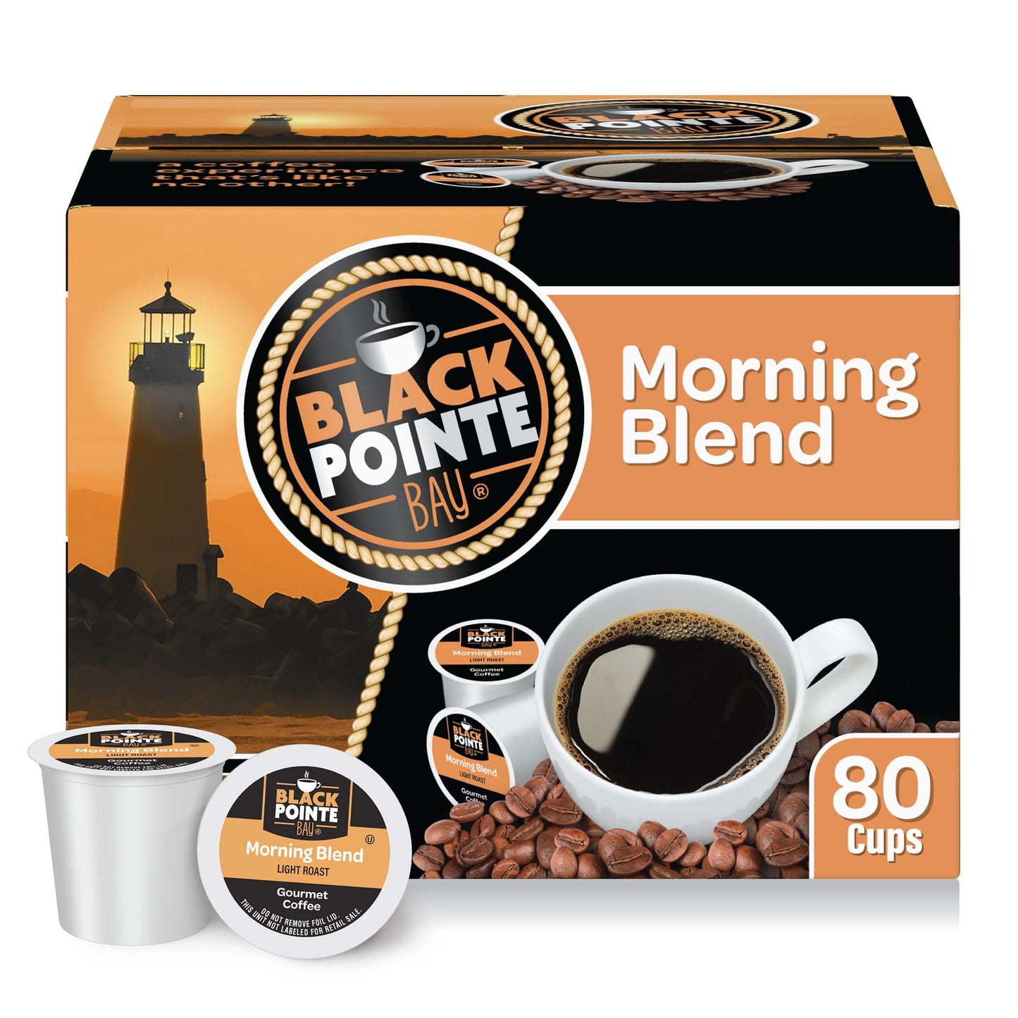 Black Pointe Bay Coffee Morning Blend  Light Roast  80 Count  Single Serve Coffee Pods for Keurig K-Cup malt-inspired