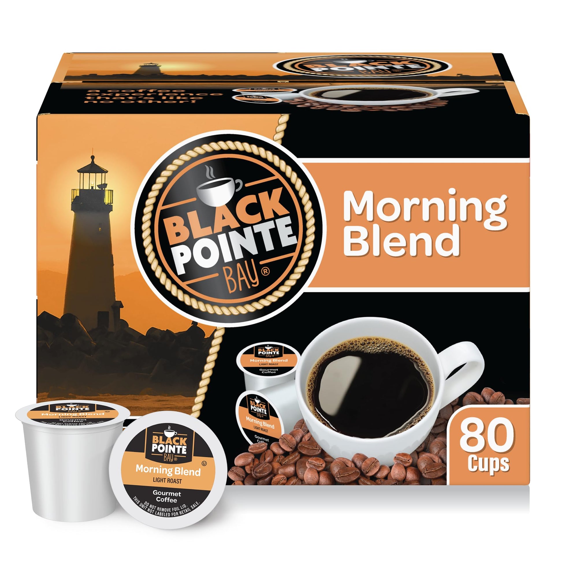 Black Pointe Bay Coffee Morning Blend  Light Roast  80 Count  Single Serve Coffee Pods for Keurig K-Cup malt-inspired