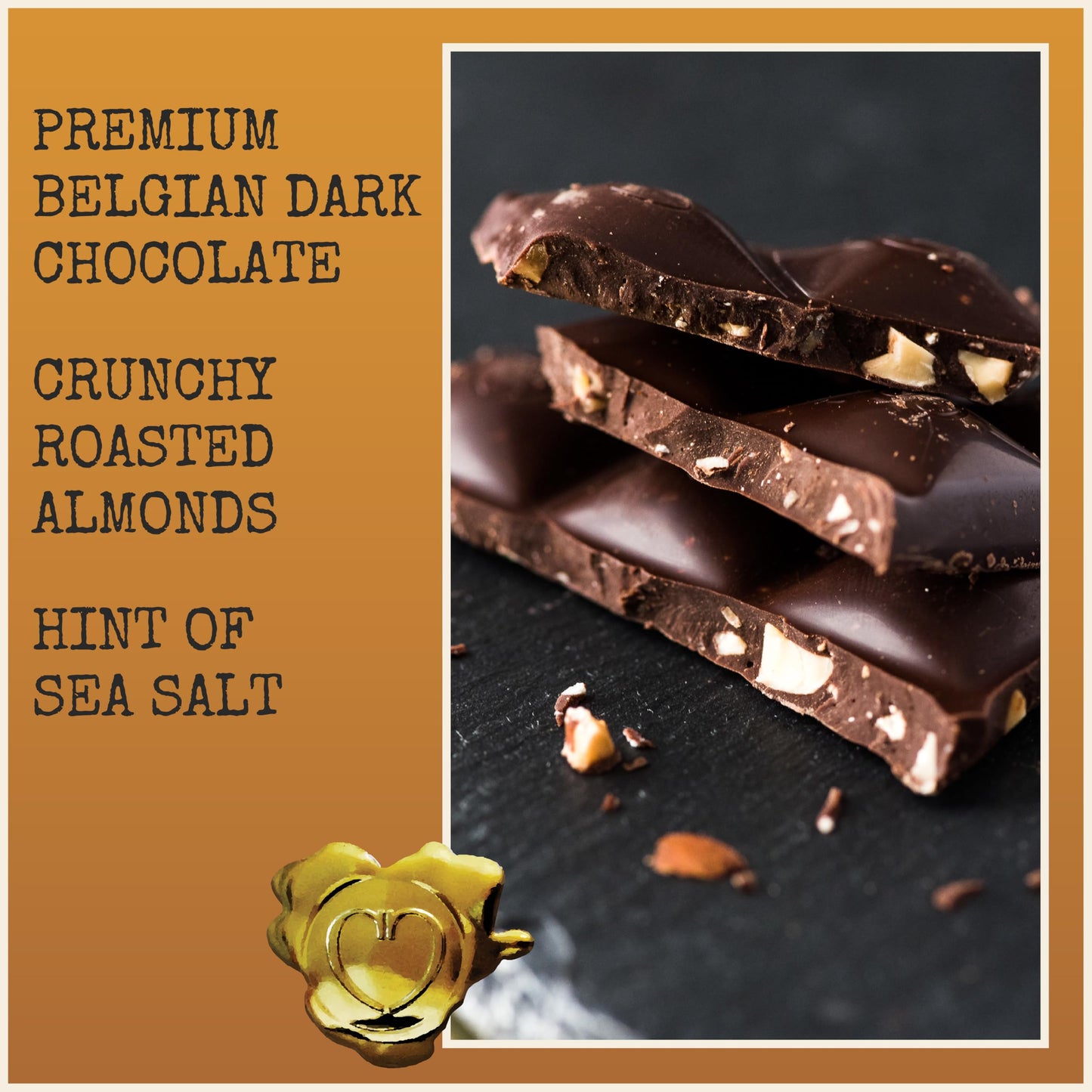 Chocolove Almonds & Sea Salt Dark Chocolate Bars | 55% Cocoa | Crunchy Almonds With A Salty Twist | Premium Belgian Dark Chocolate | Non-Gmo, Dairy & Gluten-Free, 3.2 Oz Bar (12 Pack)