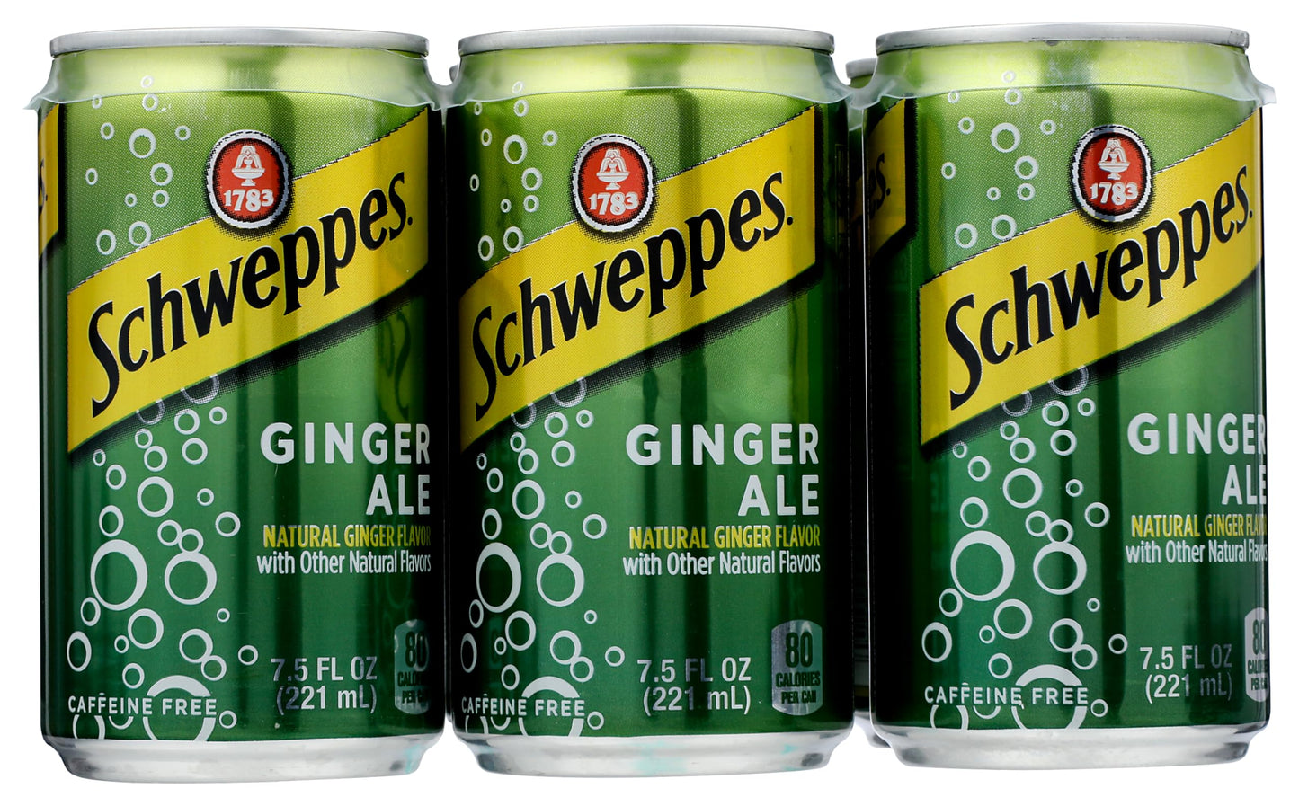 Schweppes Ginger Ale Mini Can, 7.5 Fl Oz, Pack of 6, Model Ad-bm1-11439