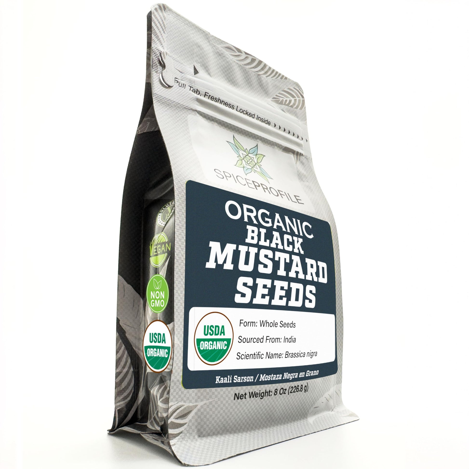 Spice Profile USDA Organic Black Mustard Seeds, Lab Tested, Resealable 8 oz Pouch, Kaali Rai/Sarson, Mostaza Negra en Grano