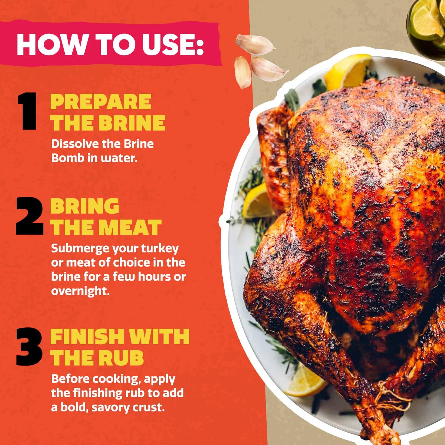 EZ  s Garlic Rosemary Brine   Seasoning Kit - All-in-One Turkey Brine for Juicy Meat - 5.9 Ounce Pack