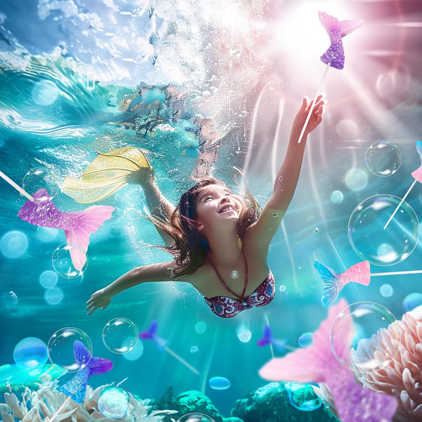 ZOFIA SWEET Mermaid Lollipops 24pk, Multi Color Mermaid Tail Candy for Birthday Party Favors