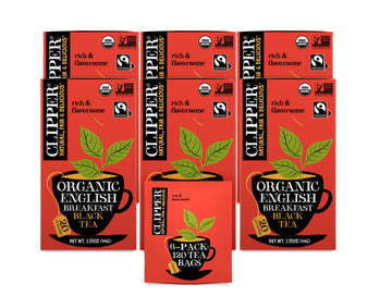 Clipper Tea, English Breakfast, Fairtrade, Organic, Plant-Based, Caffeinated British Tea, 6 Pack, 120 Unbleached Tea Bags