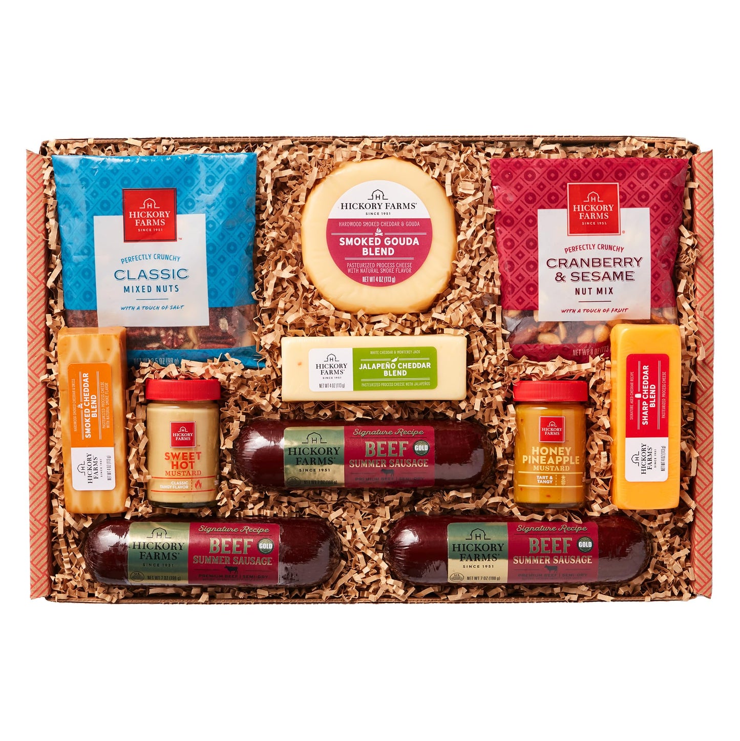 Hickory Farms Signature Beef Meat And Cheese Gift Basket (Large) - Box Set | Charcuterie Board Food | Summer Sausage | Fathers Day | Mothers Day | Easter | Christmas | Holiday | Housewarming | Gourmet | Sympathy | Care Package