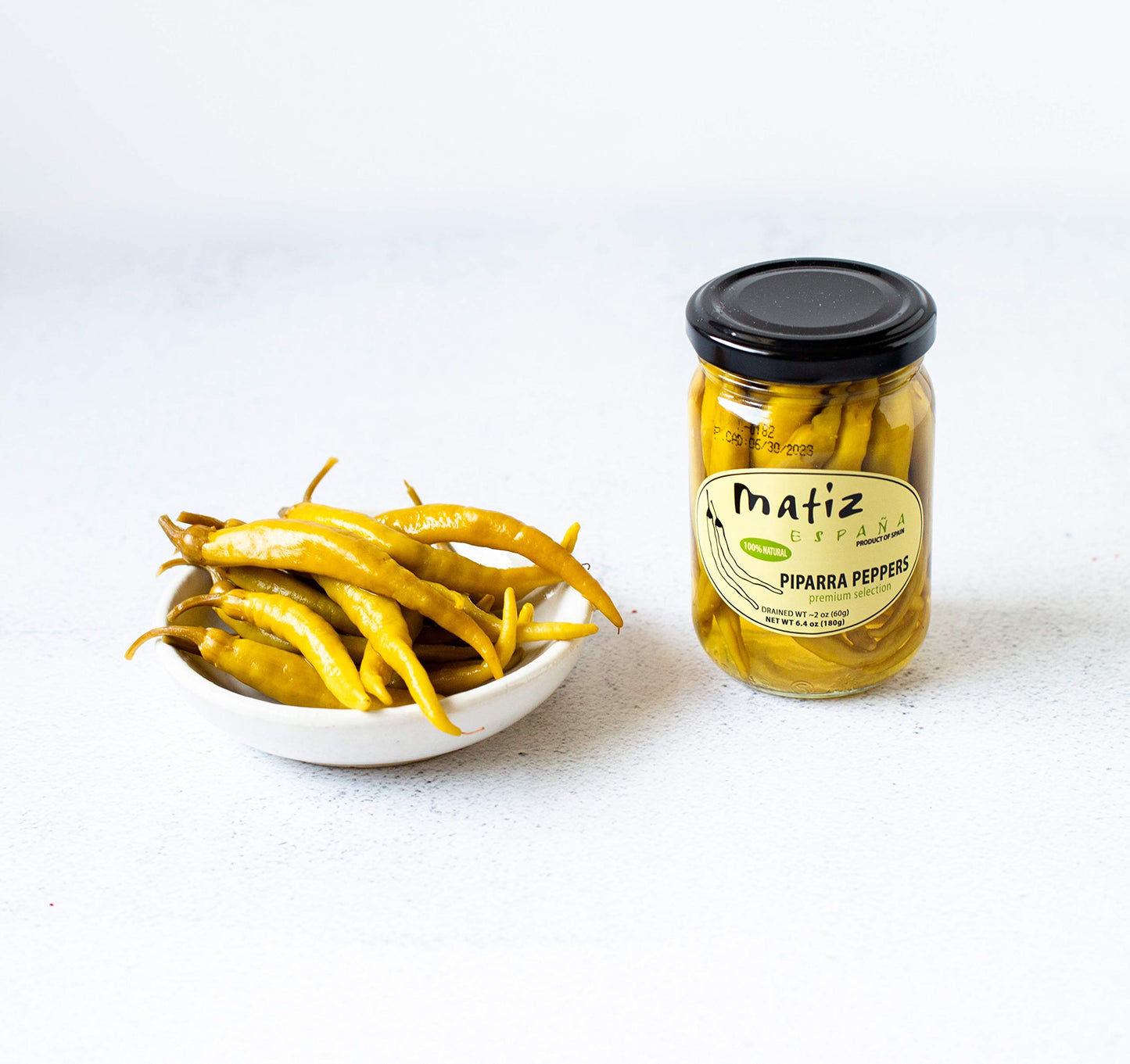 Matiz Piparras Spanish Green Pickled Peppers, 6.4 oz., Red Guindilla Peppers