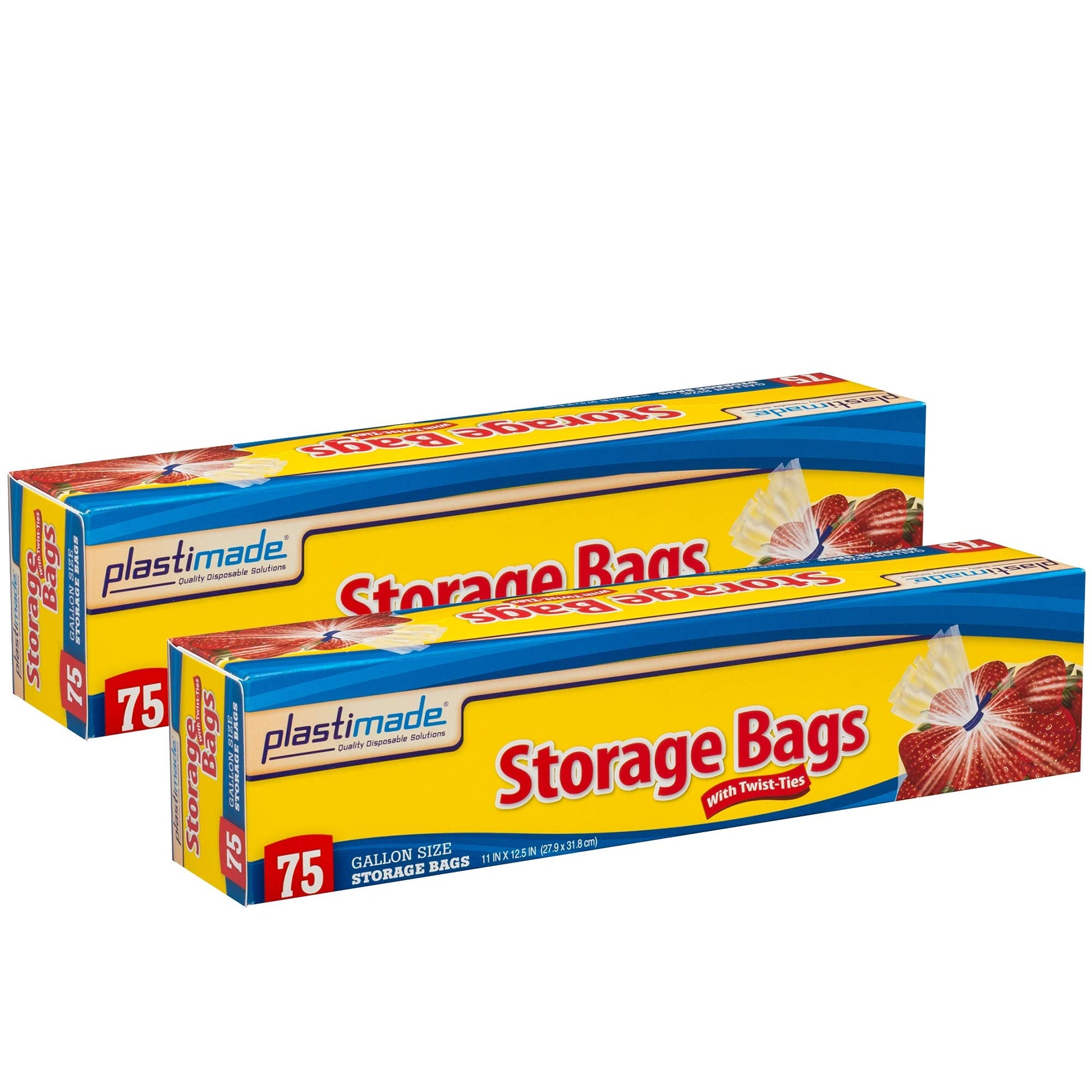 Plastimade Disposable Plastic Storage Bags With Original Twist Tie, 1 Gallon Size, 150 Bags, Great For Home, Office, Vacation, T