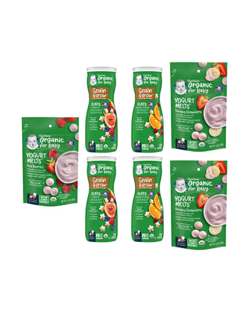 Gerber Snacks For Baby Variety Pack, Organic Yogurt Melts & Organic Puffs (Set Of 7)