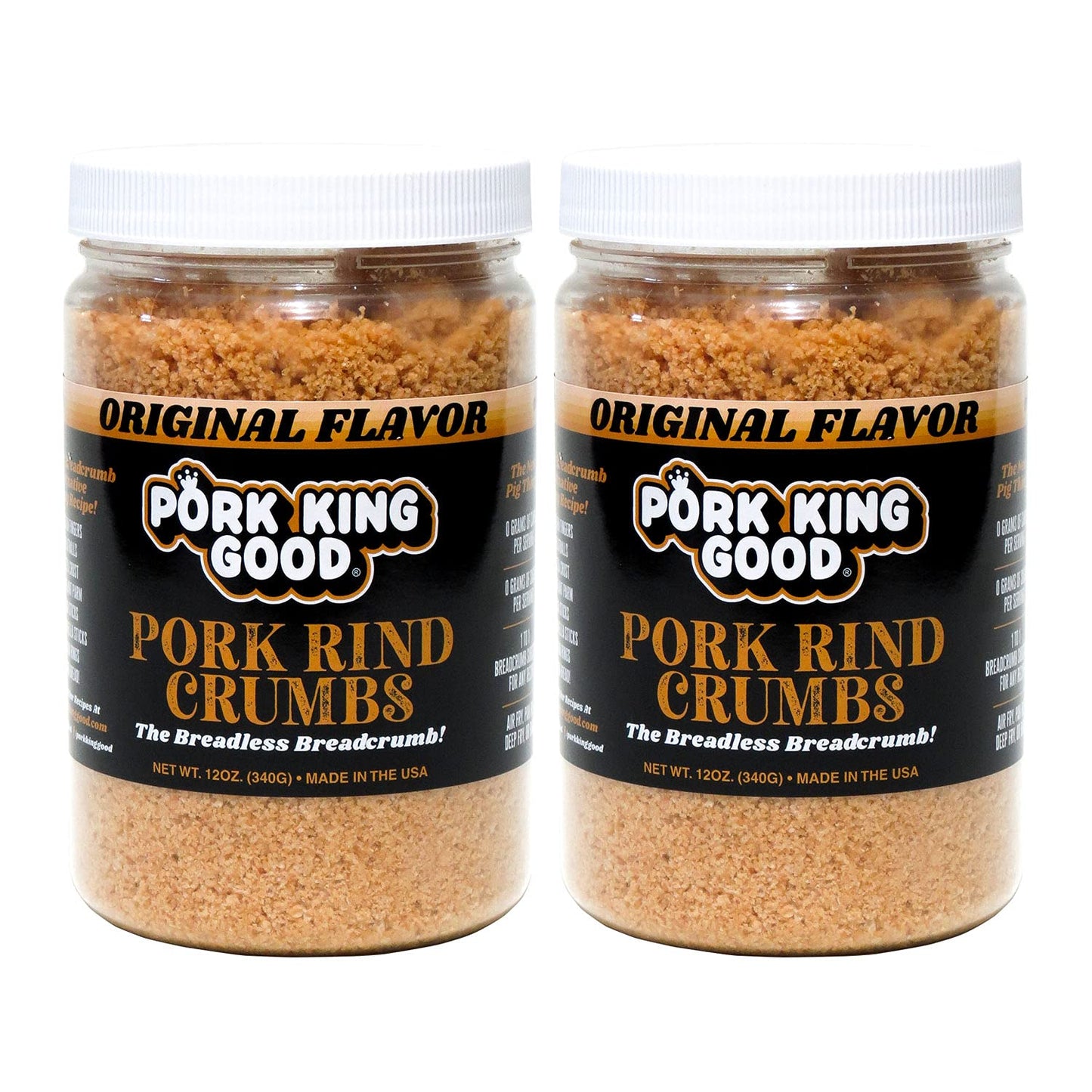 Pork King Good - Pork Rind Breadcrumbs - 2 Pack! Keto Friendly, Paleo, Gluten-Free, Sugar Free, Zero Carb Panko Substitute (Two 