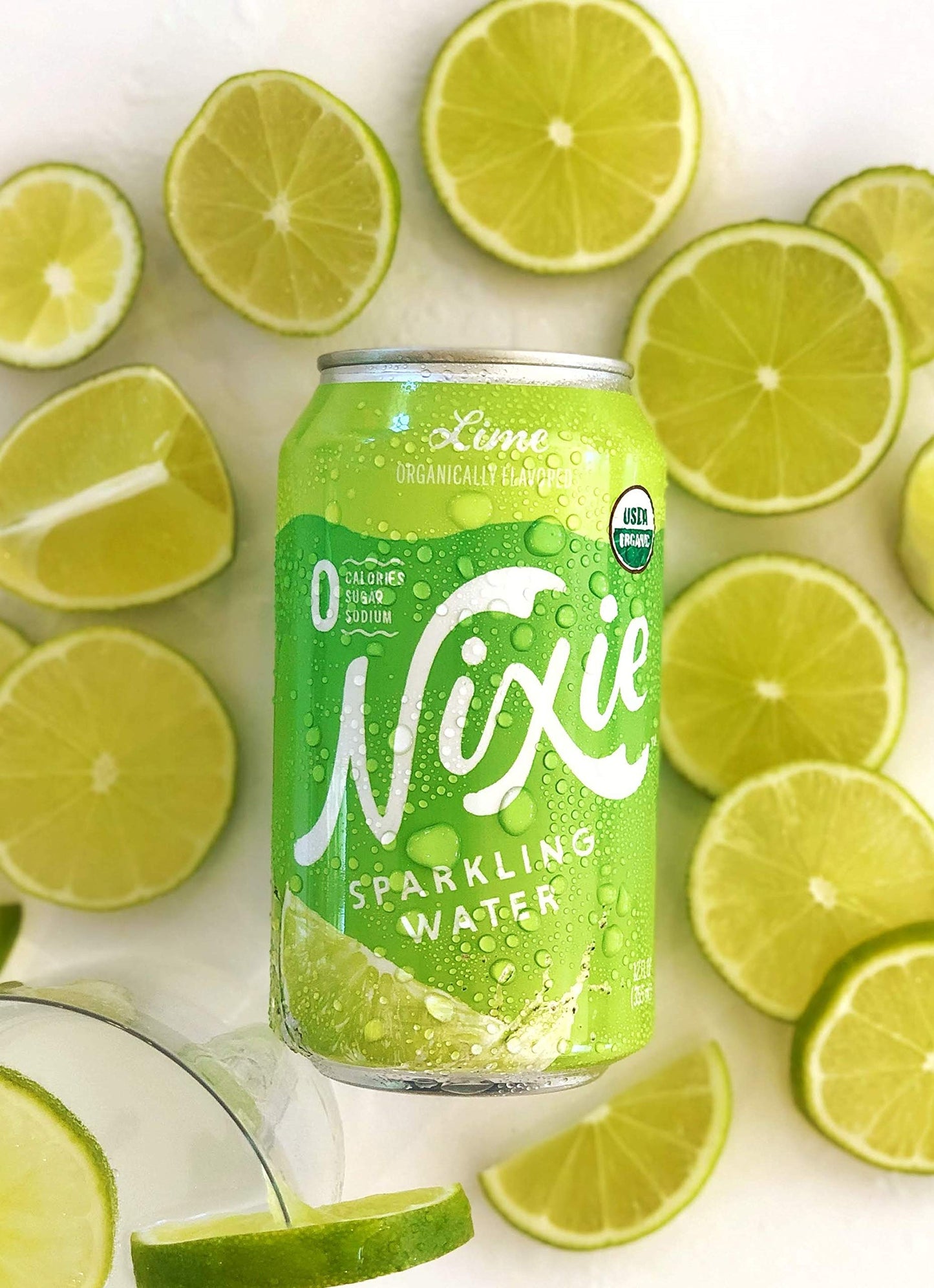 Nixie Sparkling Water, Lime | 12 fl oz cans, 24 pack | Organic, Vegan, Non-GMO, Gluten Free, 0 Calories, 0 Sugar, 0 Sodium