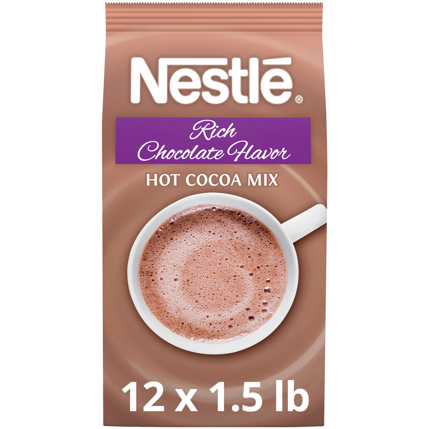 Nestle Hot Chocolate Mix, Rich Chocolate Flavor, Bulk Whipped Hot Cocoa Mix, 1.5 lb Bag (Pack of 12)