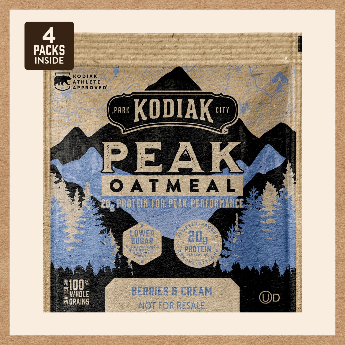 Kodiak Cakes Peak Instant Oatmeal Packets, Berries & Cream, High Protein,100% Whole Grains, 6 box with 4 packets each (Total of