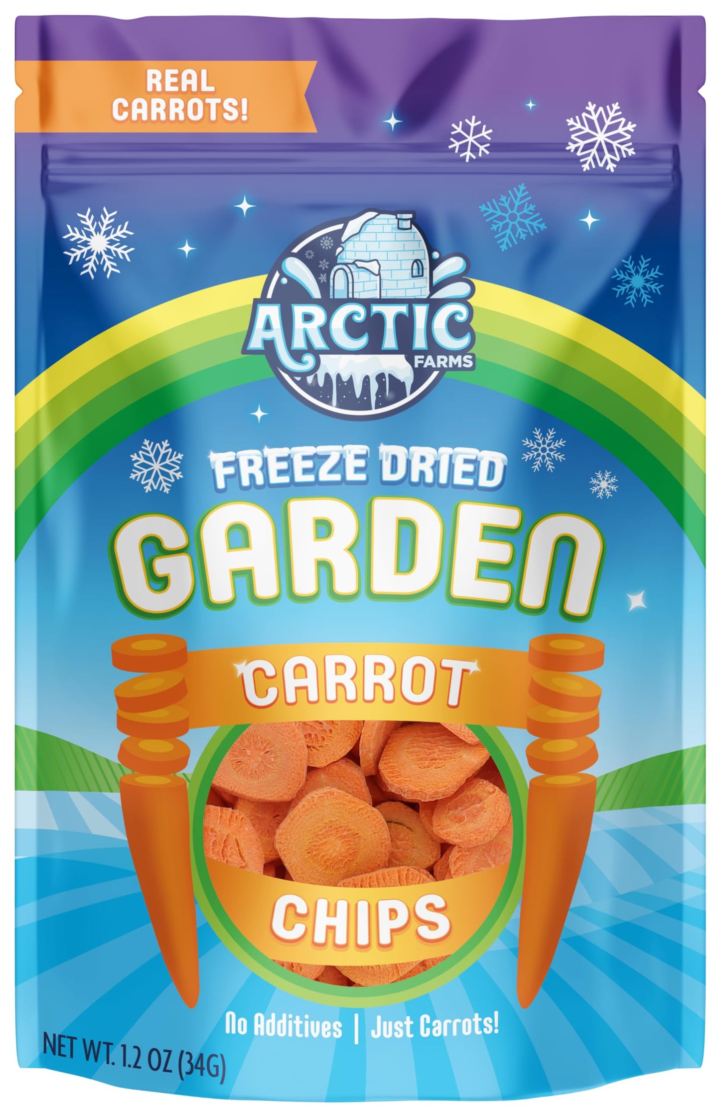 Arctic Farms Garden Pure Freeze Dried Carrots Veggie, No Sugar Added, Crunchy Snack (Carrot Chips)