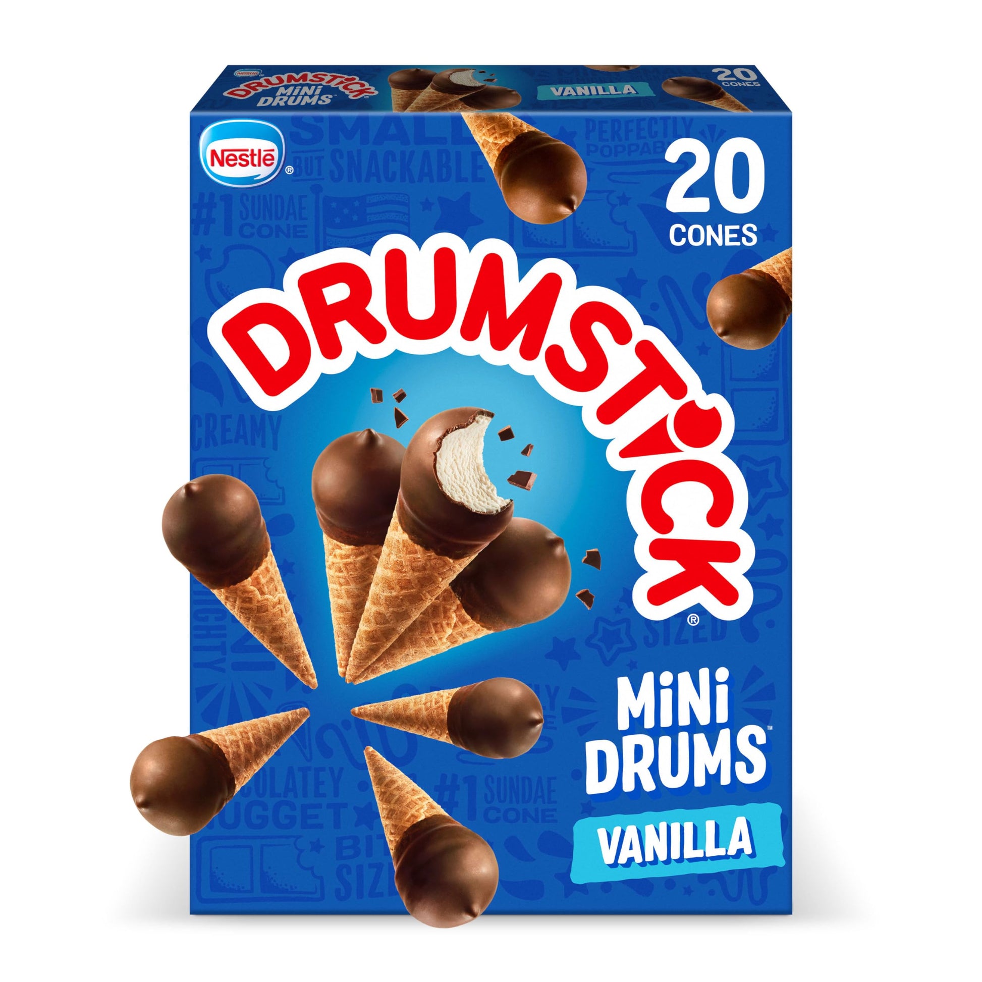 Drumstick Mini Drums Vanilla Sundae Cones, 20 Count