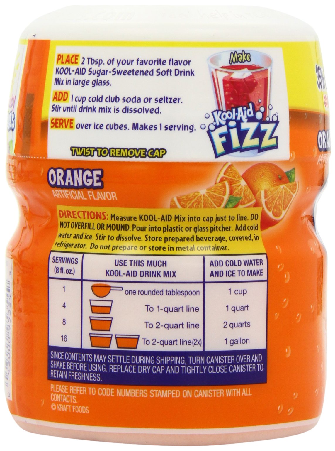 Kool-Aid Drink Mix, Sugar Sweetened Orange, 19-Ounce Container (Pack of 4)