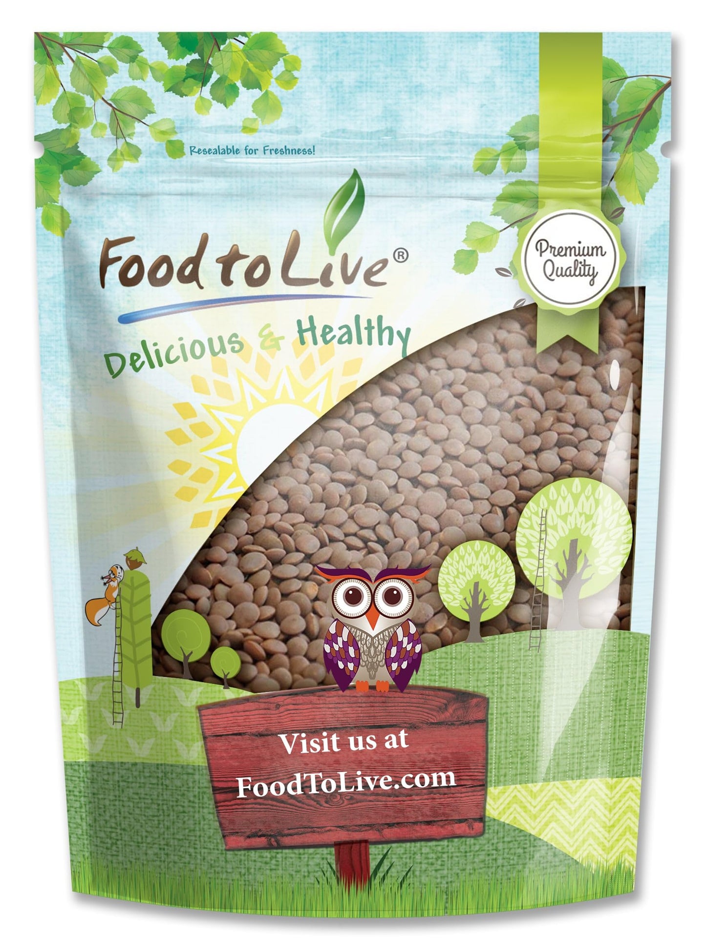 Food to Live - Whole Red Lentils, 1 Pound - Dry Raw Beans, Sproutable, Vegan, Kosher, Bulk. Easy to Cook. Good Source of Folate,