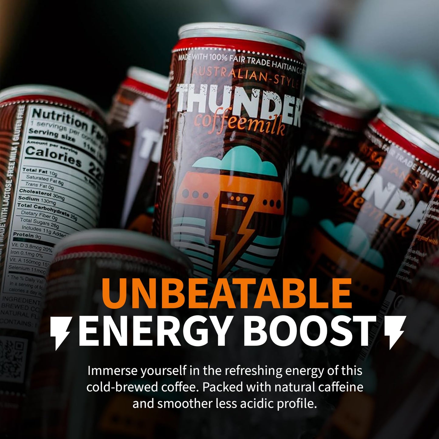 Thunder Coffeemilk Cold-Brewed Canned Coffee Latte, 11 Fl Oz, Pack of 12, Convenient Grab & Go, Natural Protein-Rich Drink