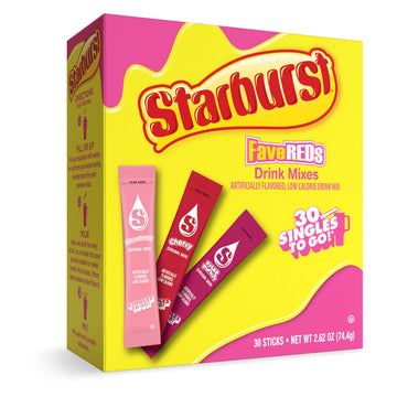 SINGLES TO GO! Starburst Variety Pack, Watertok Powdered Drink Mix, Includes 3 Flavors, Strawberry, Cherry And Fruit Punch 1 Box