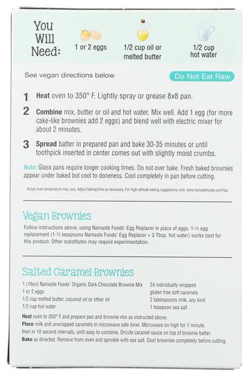 Namaste Foods Gluten Free Organic Dark Chocolate Brownie Mix, 16 Oz