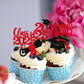 YCTHUNFISH 30 Pack Cupcake Toppers Glitter Class of 2025 Graduation Decorations Black Red Bamboo
