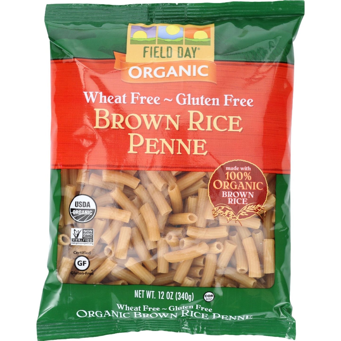 Field Day Pasta Organic Brown Rice Penne, 12 Count
