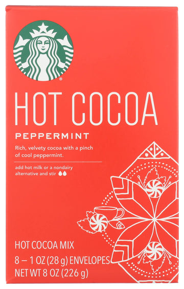 Starbucks Hot Cocoa Mix Packets, Peppermint Flavor, Rich and Velvety, 8 Individual Packets Per Box, 8 Ounce (Pack of 1)