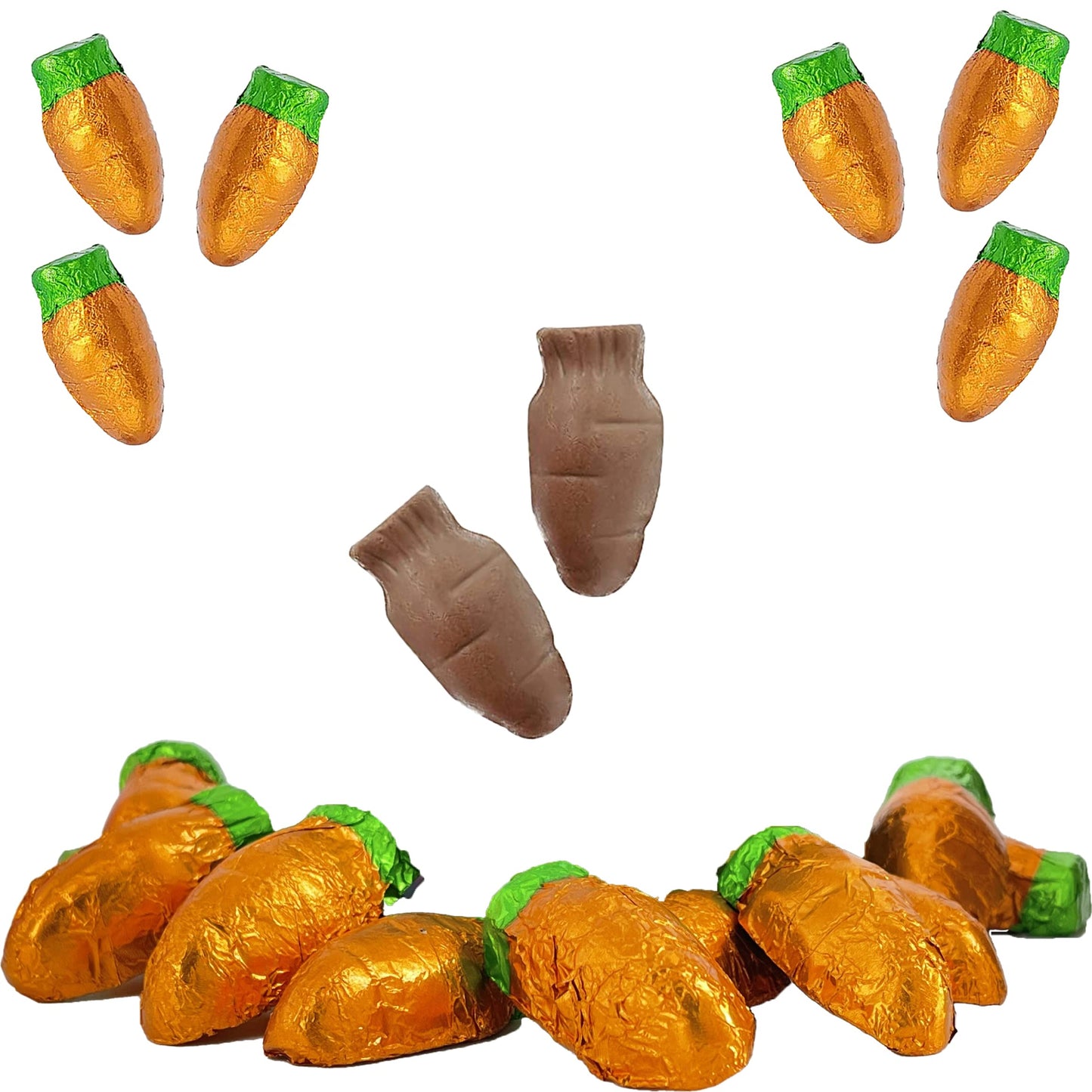 Easter Chocolate Carrots Bunny Rabbit Treats Milk Chocolate, Individually Wrapped In Orange Foils, Approximately 47 Pieces Per P