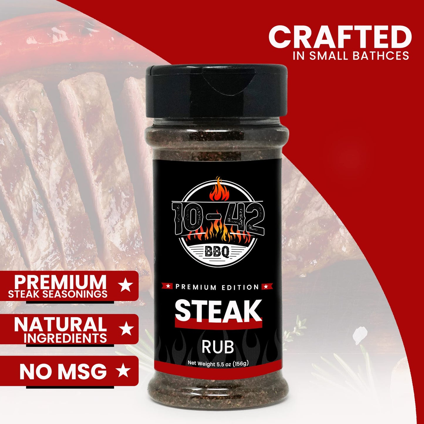 10-42 Bbq Steak Seasoning No Msg, 0 Calorie | Meat Rub & Seasonings For Grilling, Beef & Pork | Grill The Best Steaks, Tomahawk,