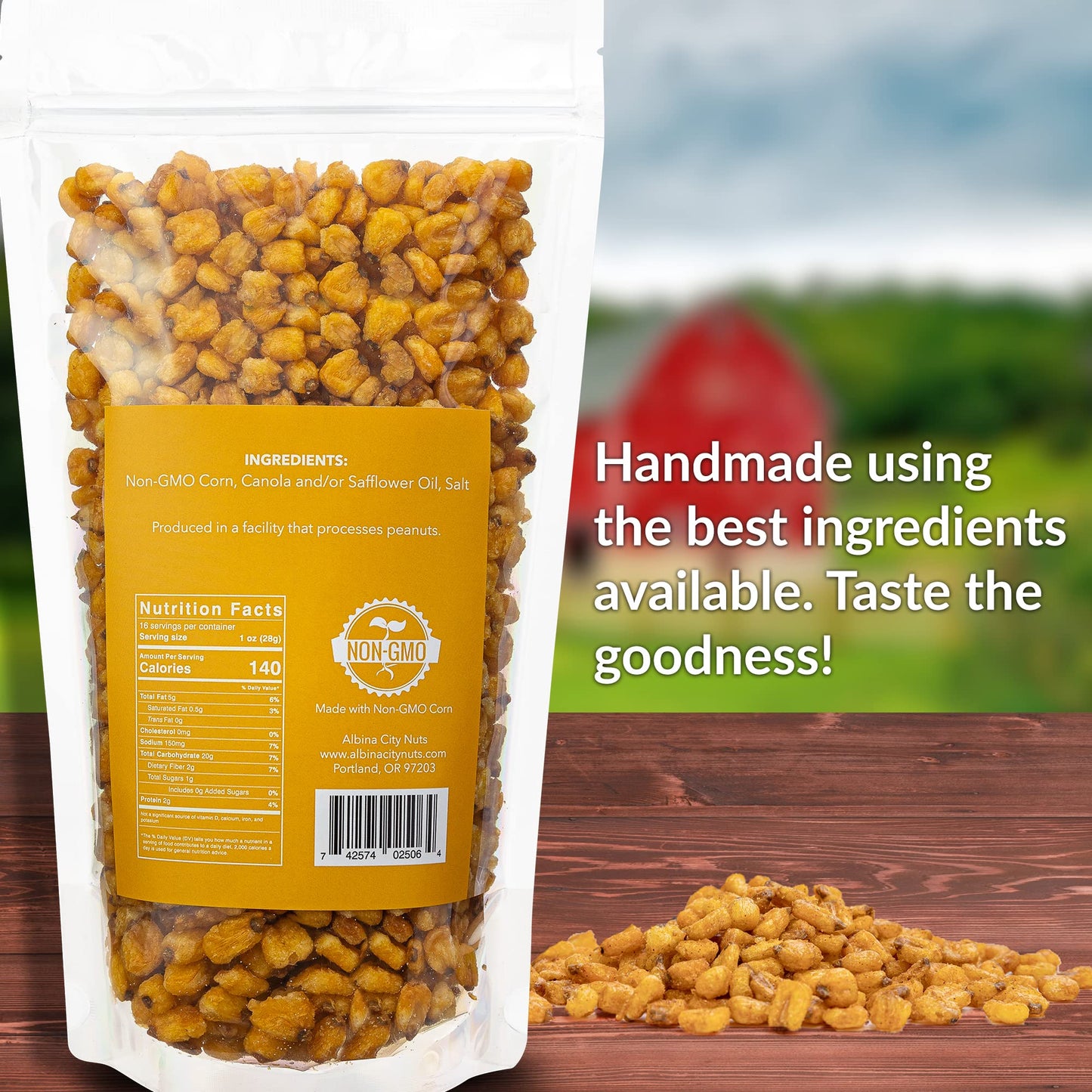 Albina City Nuts Toasted Corn - Tasty Snack With A Gentle Crunch Made From Non-Gmo Ingredients Free Of Sulfites, Gluten, Artific