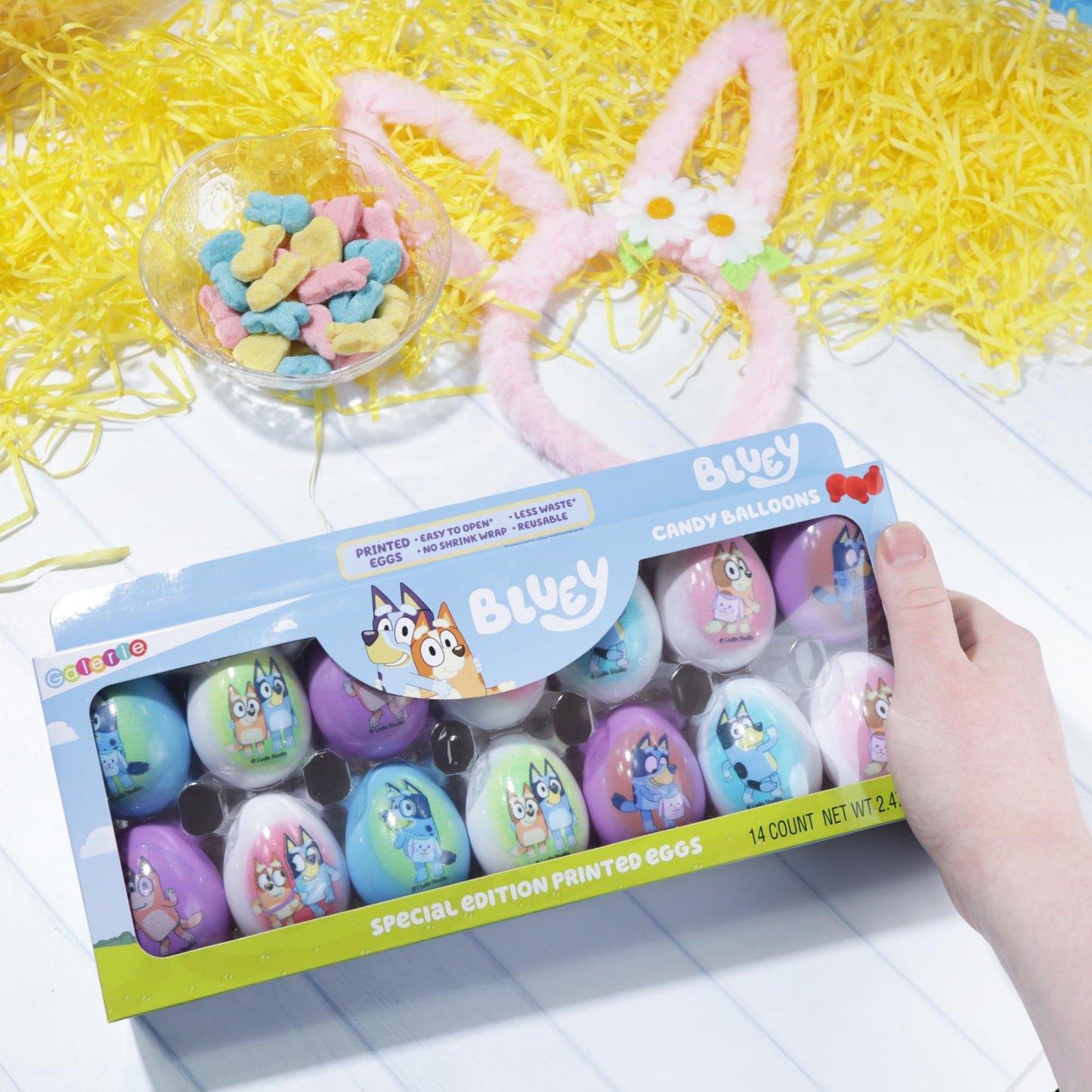 Galerie Bluey Themed Plastic Easter Eggs, Red Hard Candy Pouches Inside, Great For Egg Hunts, 2.47 Ounces