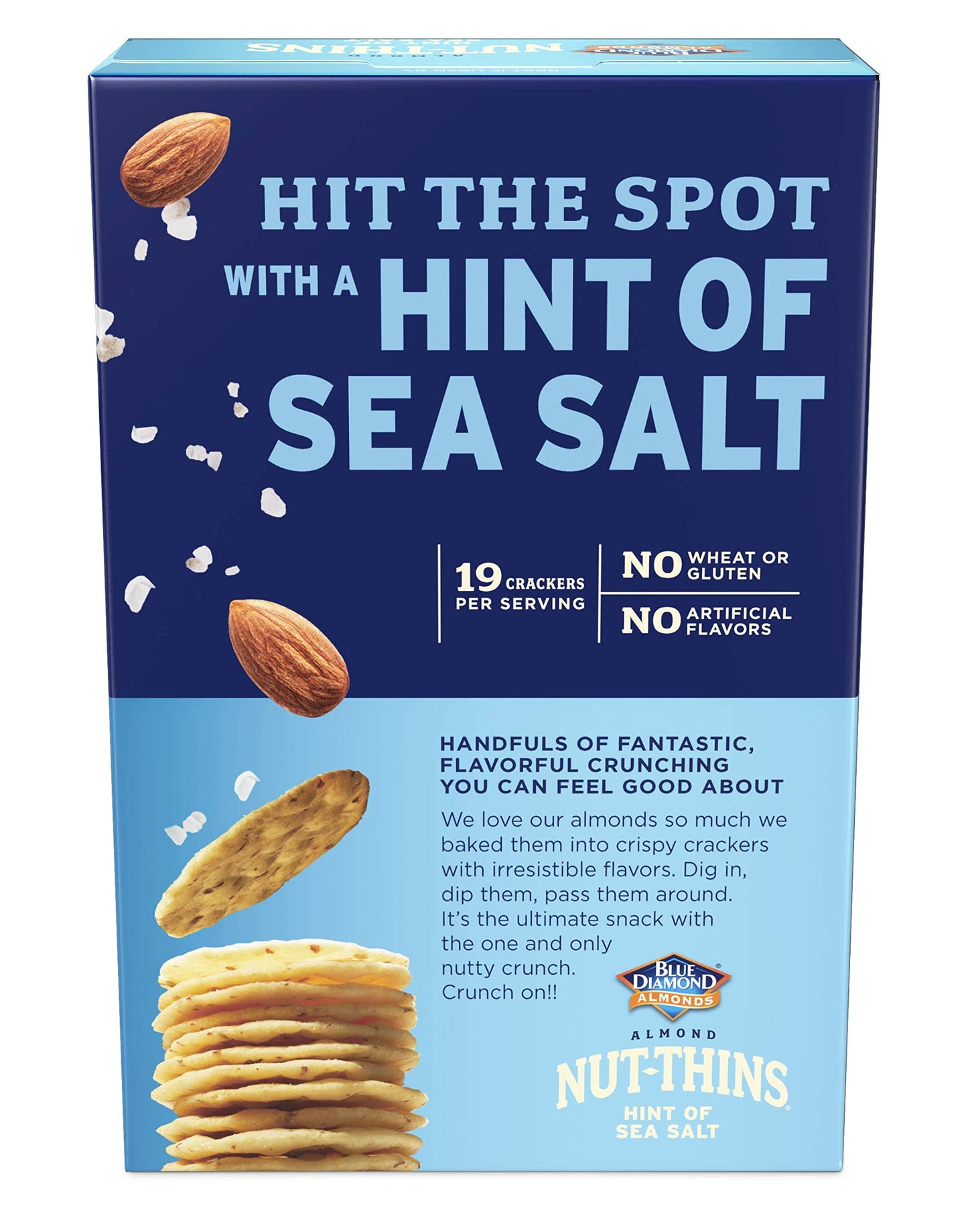 Blue Diamond Almonds Nut-Thins Gluten Free Cracker Crisps Hint Of Sea Salt Family Size Sea Salt 7Oz