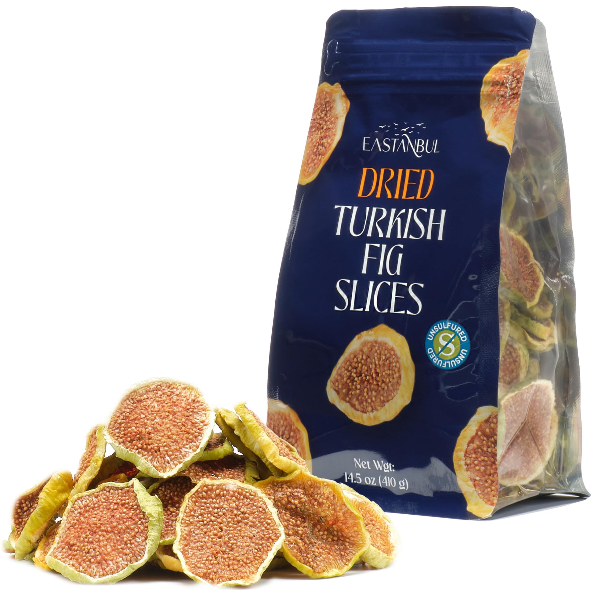 Eastanbul Turkish Dried Figs Slices 14.5Oz  No Sugar Added Turkish Figs  Sun Dried Fruit Chips  Top-Grade  Guilt-Free Anjeer Dry Fruit Snack  100% Natural  Vegan Gluten-Free  Perfect For Baking