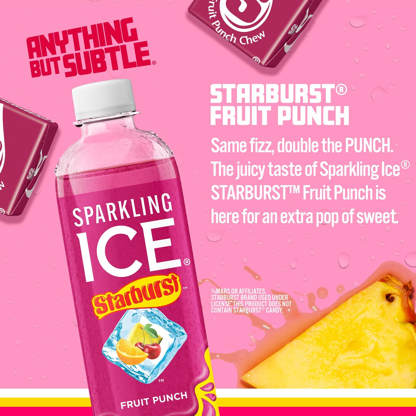 Sparkling Ice Starburst Fruit Punch, Zero Sugar Flavored Sparkling Water, With Vitamins And Antioxidants, Low Calorie Beverage,