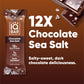 IQBAR Brain and Body Plant Protein Bars - Chocolate Sea Salt - 12 Count, Low Carb, High Fiber, Gluten Free, Vegan Snacks - Low S