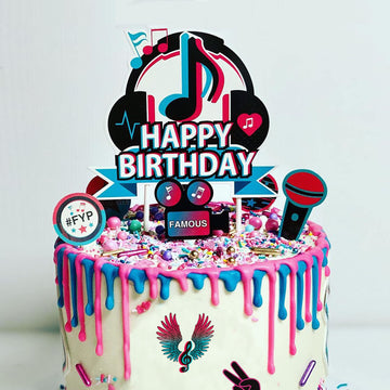 25Pcs Tik Music Happy Birthday Cake Toppers