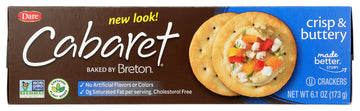 Dare Breton Cabaret Crackers, No Artificial Flavors, 0g Saturated Fat, Plant-Based, 6.1 oz, Natural, Pack of 12