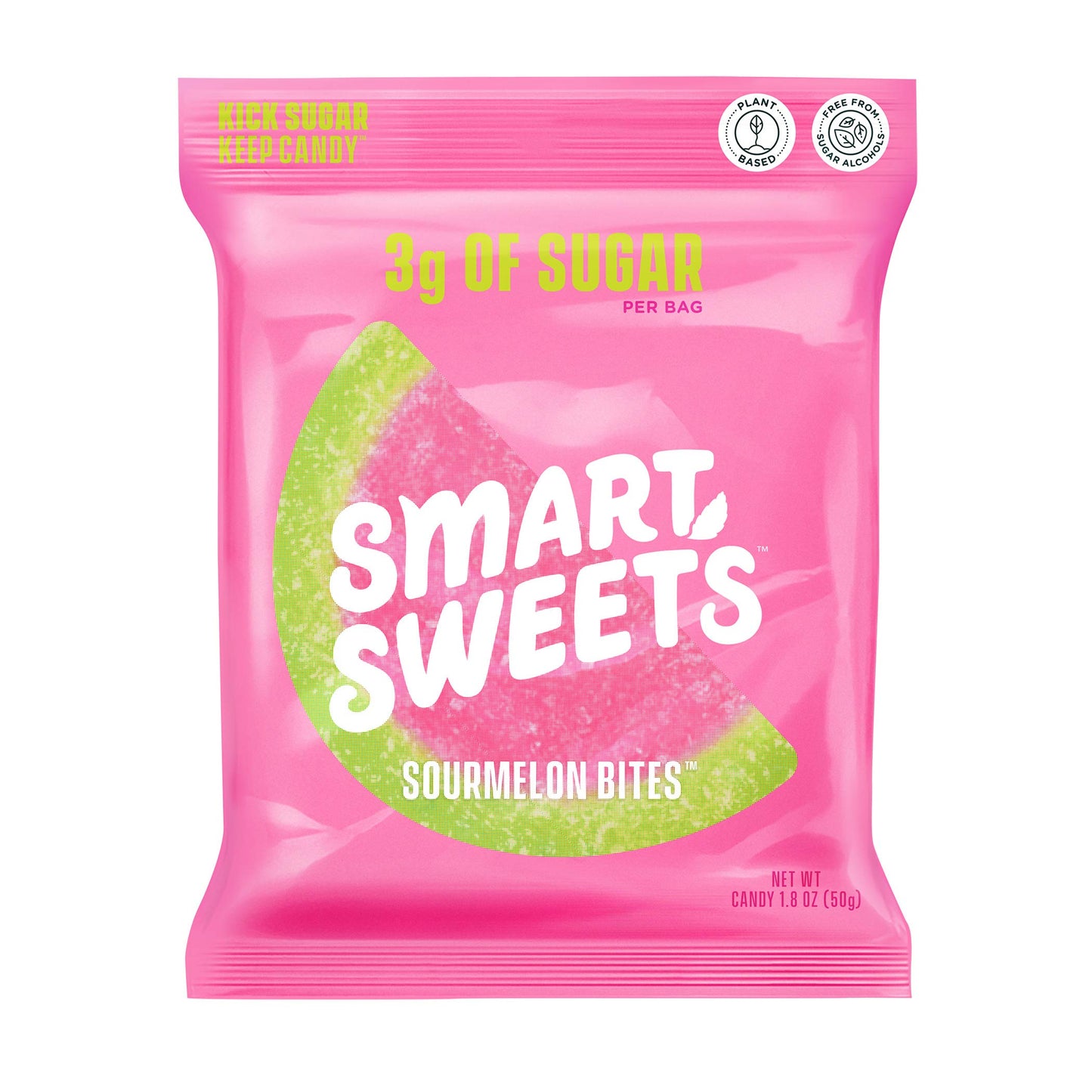 Smartsweets Sourmelon Bites, Candy With Low Sugar (3G), Low Calorie, Plant-Based, Free From Sugar Alcohols, No Artificial Colors Or Sweeteners, 1.8 Ounce