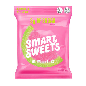 Smartsweets Sourmelon Bites, Candy With Low Sugar (3G), Low Calorie, Plant-Based, Free From Sugar Alcohols, No Artificial Colors Or Sweeteners, 1.8 Ounce