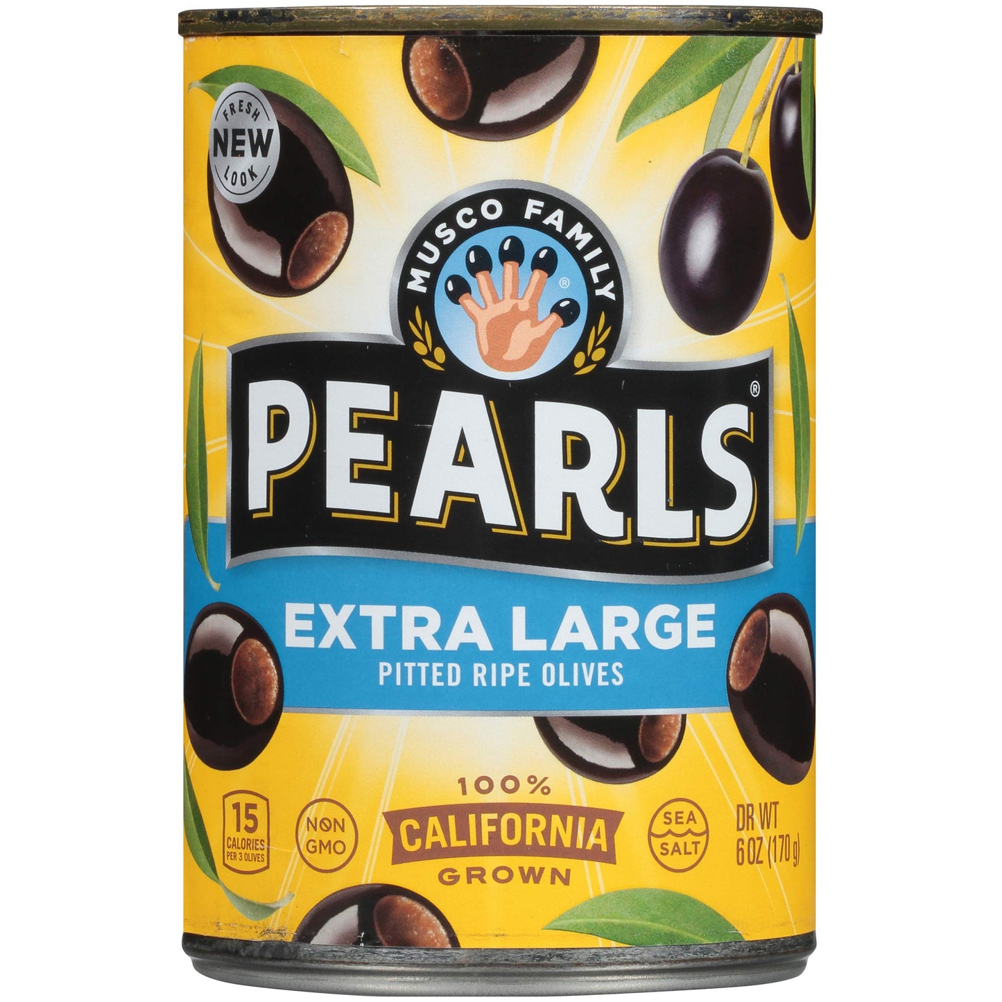 PEARLS Extra-Large Ripe Pitted Olives, 6 oz Cans, Pack of 8