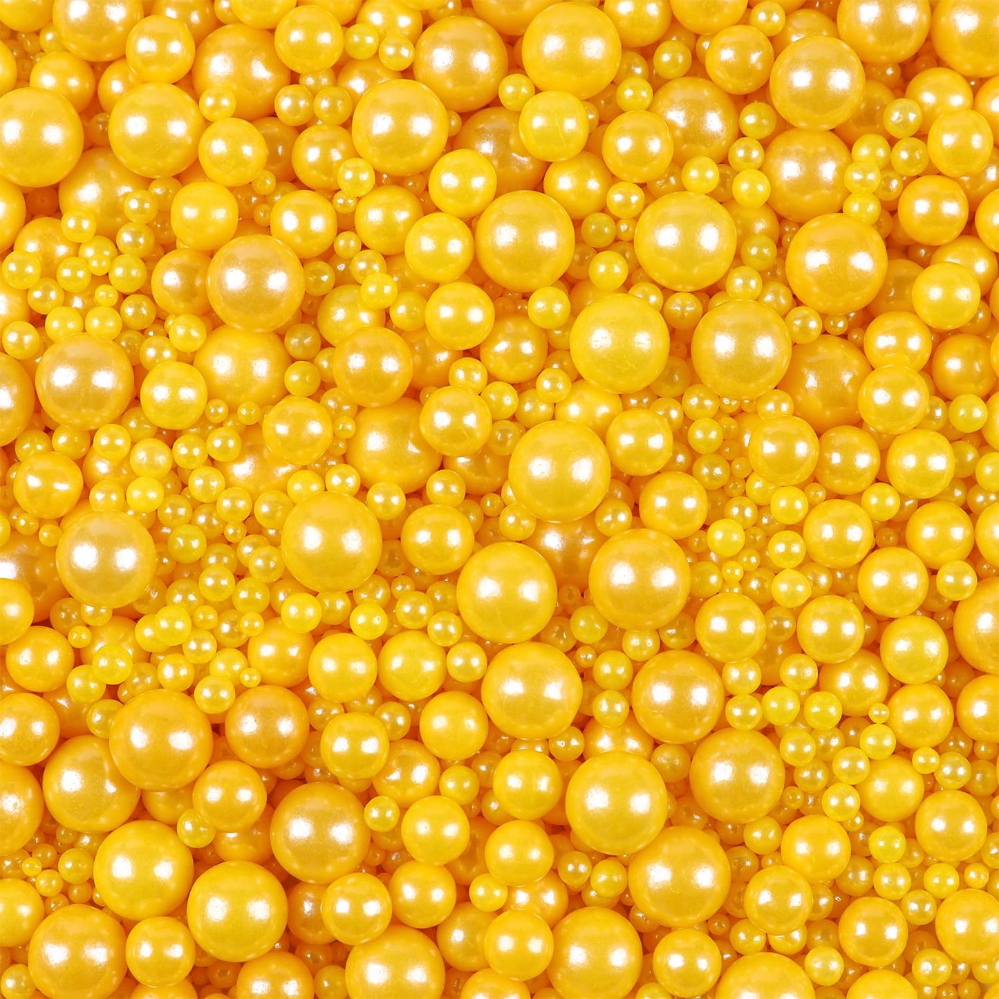 Yellow Sprinkles For Cake Decorating, Edible Sugar Pearls Mixing Sizes For Cupcake Topper, Cookies, Ice Cream Toppings Cake Deco