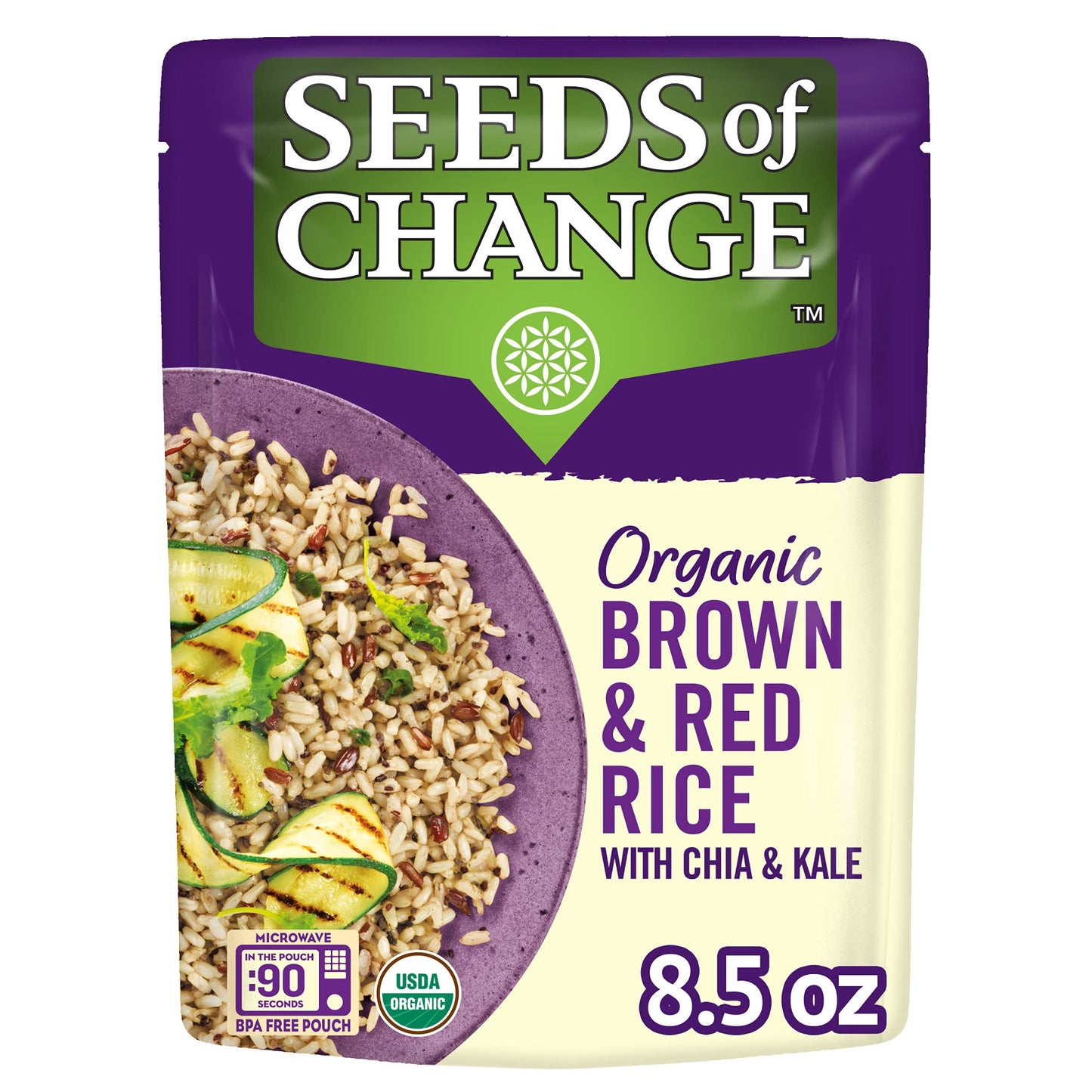 SEEDS OF cHANgE Organic Brown & Red Rice with chia and Kale Microwaveable Ready to Heat 8.5 Ounces