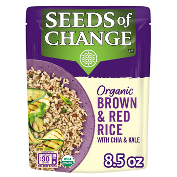 SEEDS OF cHANgE Organic Brown & Red Rice with chia and Kale Microwaveable Ready to Heat 8.5 Ounces