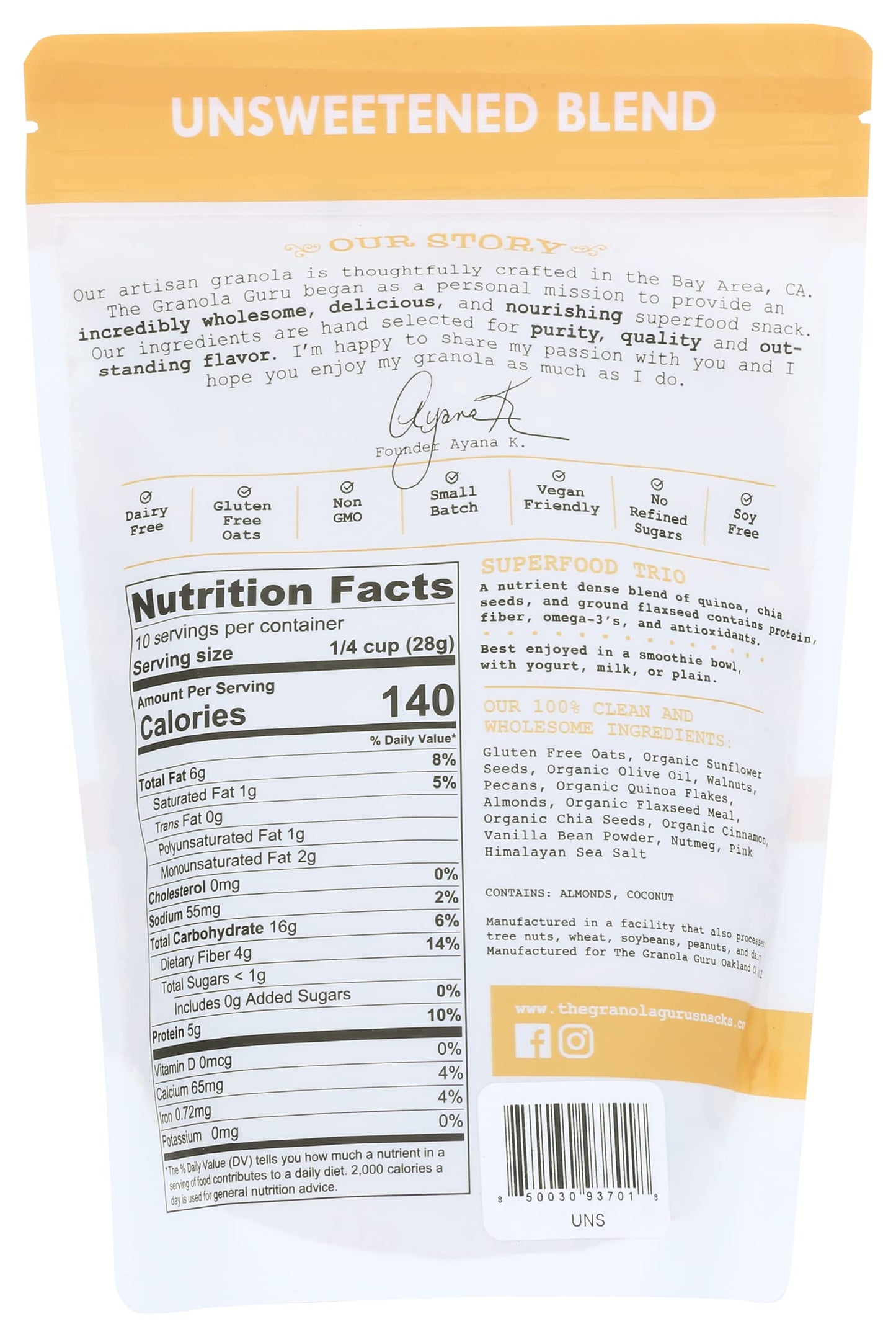 The Granola Guru Unsweetened Superfood Blend Granola, 10 Oz
