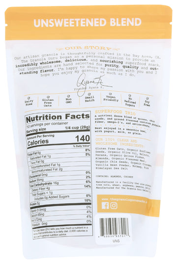 The Granola Guru Unsweetened Superfood Blend Granola - 10 Ounce Pack