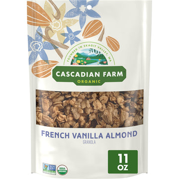 Cascadian Farm Organic Granola, French Vanilla Almond Cereal, Resealable Pouch, 11 Oz.