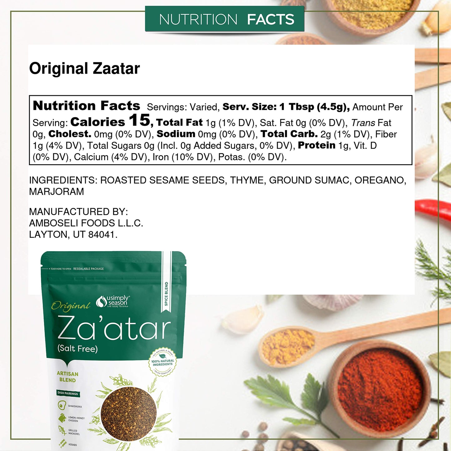 Usimplyseason Zaatar Spice (Original Seasoning, 8 Ounce)