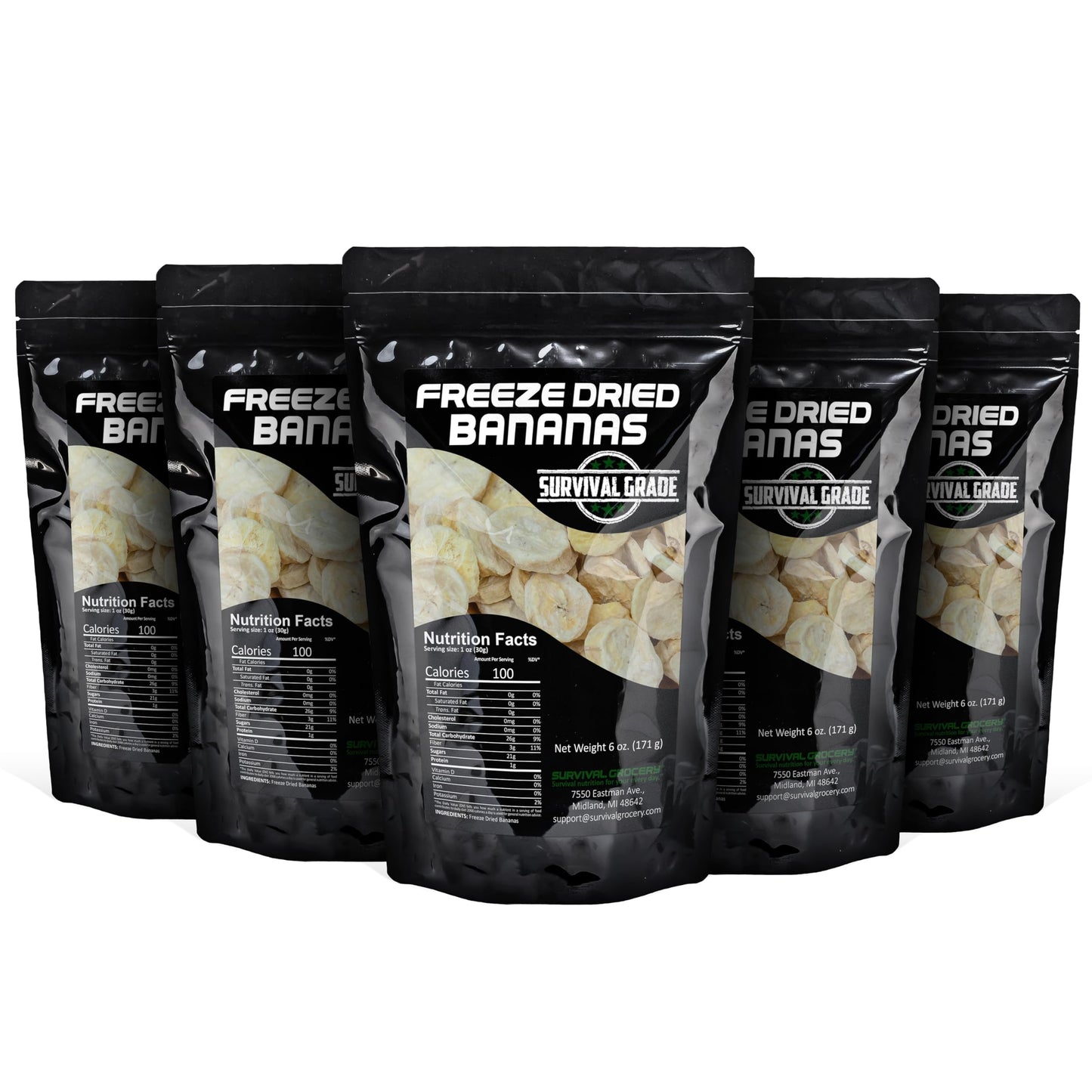 Survival Grocery - Freeze Dried Bananas (30 oz./5 Bags)